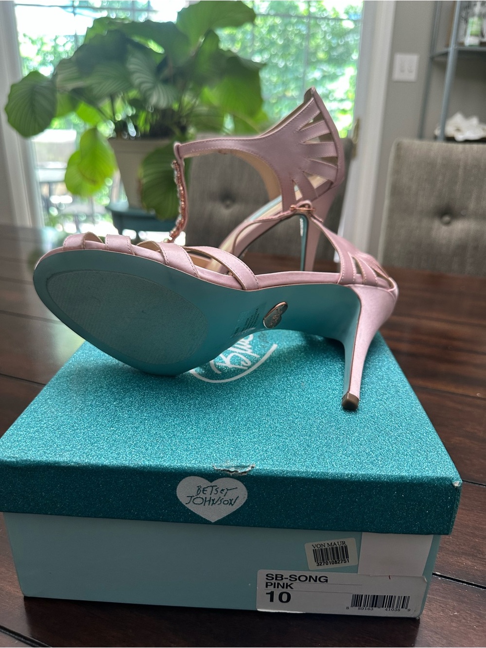 Betsey Johnson Pink Jeweled T-Strap Open-Toe Heels - Picture 3 of 3